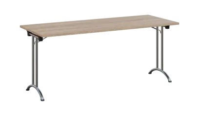 SLC 180 chrom skládací jednací stůl 1800x700, deska 25 mm, podnož chrom, deska dub bardolino